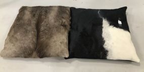 Two Animal Hide Throw Pillows