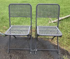 Two Metal Turquoise Patio Chairs