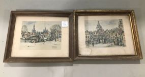 Pair of Framed European Prints