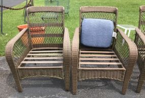 Two Rattan Woven Arm Chair