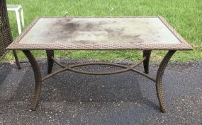 Rattan Glass Top Table