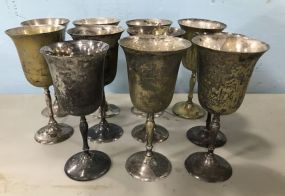 Eleven Brass and Silverplate Goblets