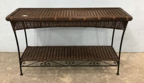 Modern Rattan Two Tier Console Table