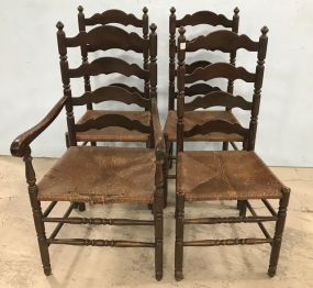 Four Colonial Style Slat Back Dining Chairs