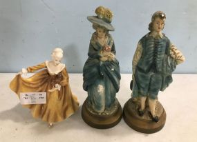 Royal Doulton Figurine and Pair of Chalk Blue Colonial Man & Lady