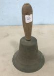 Antique large Brass Wood Handle School Bell