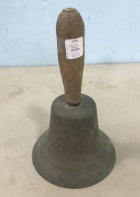 Antique large Brass Wood Handle School Bell