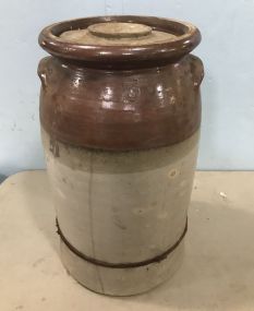 Two Tone Brown Early Stoneware Churn