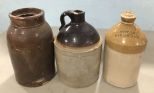 Three Pottery Whiskey Jugs