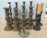 Group of Vintage Brass Candle Sticks