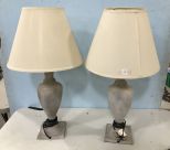 Pair of White Painted Metal Table Lamps
