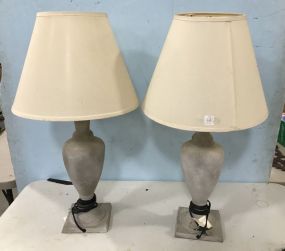 Pair of White Painted Metal Table Lamps
