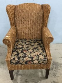 Rattan Wing Chair with Cushion