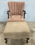 Queen Anne Style Arm Chair and Ottoman