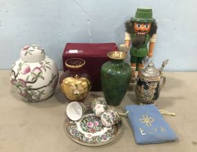 Assorted Group of Vases, Ginger Jar, and Beer Stein