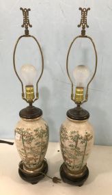 Pair of Satsuma Style Bamboo Design Table Lamps