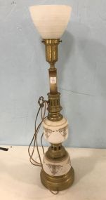 White Frosted Glass Torchere Table Lamp