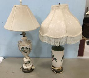 Two Ceramic Hand Painted Table Lamps