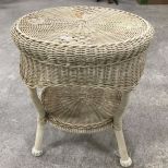 White Retan Woven Two Tier Table