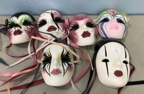 6 Ceramic Hand Painted Mardi Gras Masks