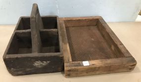 Primitive Wood Tool Box and Wood Sifter