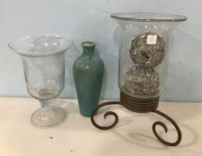 Decorative Glass Vase and Pottery Vase