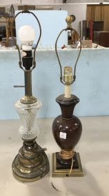 Vintage Brass Table Lamp, and Ceramic Urn Lamp