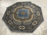 Machine Made Octagon Blue Rug