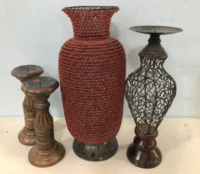 Decor Candle Stands and Beaded Vase