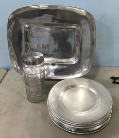 Pier 1 Silver Chargers, Glass Container, Large Silver Color Tray