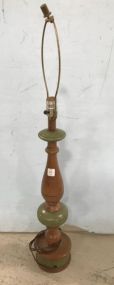 Wood and Green Table Lamp