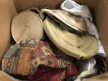 Box of Linens and Upholstery Pieces