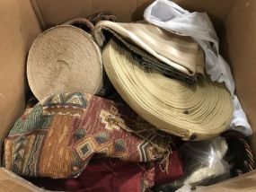 Box of Linens and Upholstery Pieces