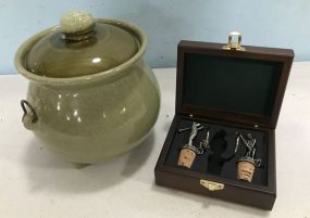 Ceramic Hand Made Pot and Golf Wine Corks