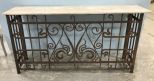 Large Rustic Iron Marble Top Console Table
