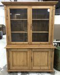 Large Farmhouse Pine China Cabinet