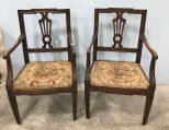 Pair of Antique French Style Oak Arm Chairs