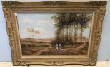 E J CyGne Oil Landscape Painting