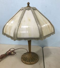 Victorian Eight Panel Slag Glass Lamp