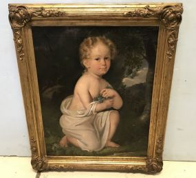 Antique Portrait Painting of Young Girl