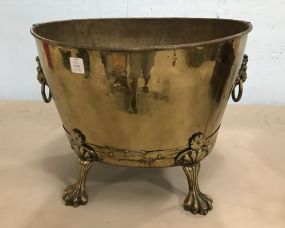 Vintage Brass Lion Head Footed Bucket