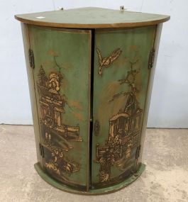 Oriental Hand Painted Corner Display Cabinet