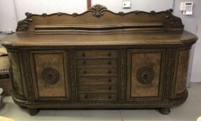 Large Antique Walnut Demi Lune Buffet