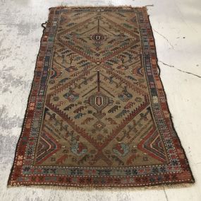 Vintage Low Pile Persian Area Rug
