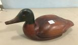 Carved Oak Duck Decoy Decor