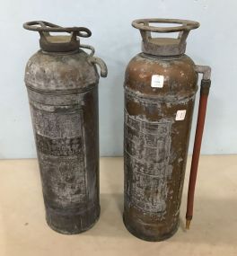 Two Vintage 2 1/2 Gallon Brass Hand Fire Extinguisher