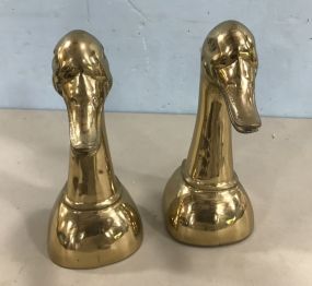 Pair of Brass Geese Head Bookends