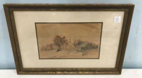 Vintage Signed Watercolor of Home Place