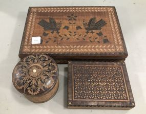 Ornate Carved Wood Storage Boxes