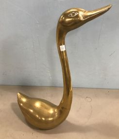 Large Mid Century Brass Swan